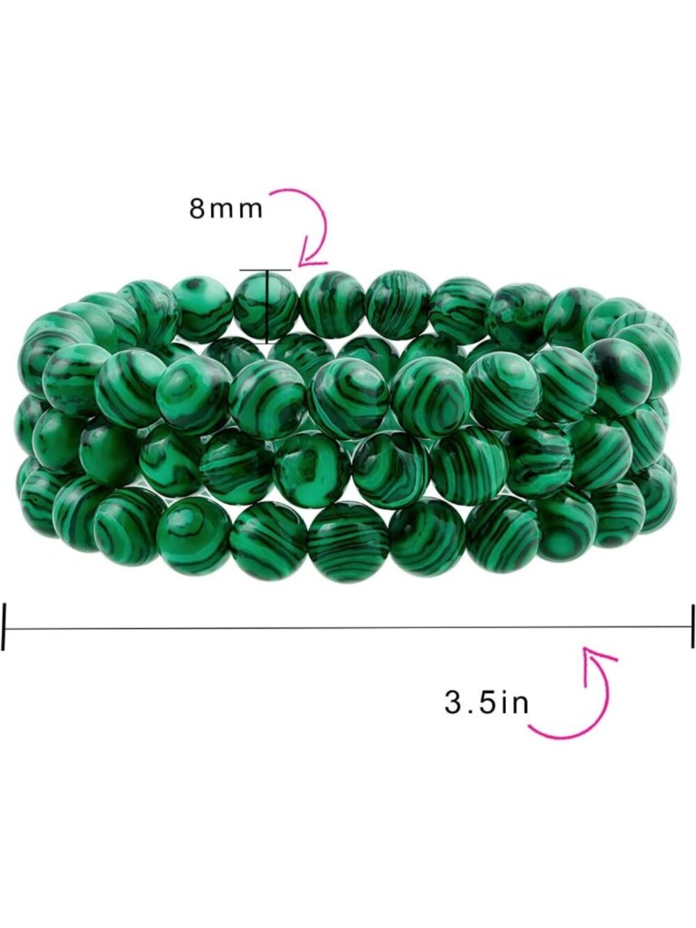 Unisex Stackable 3-Piece Gemstone Round Bead Stretch Bracelet Set - Adjustable - Picture 3 of 5